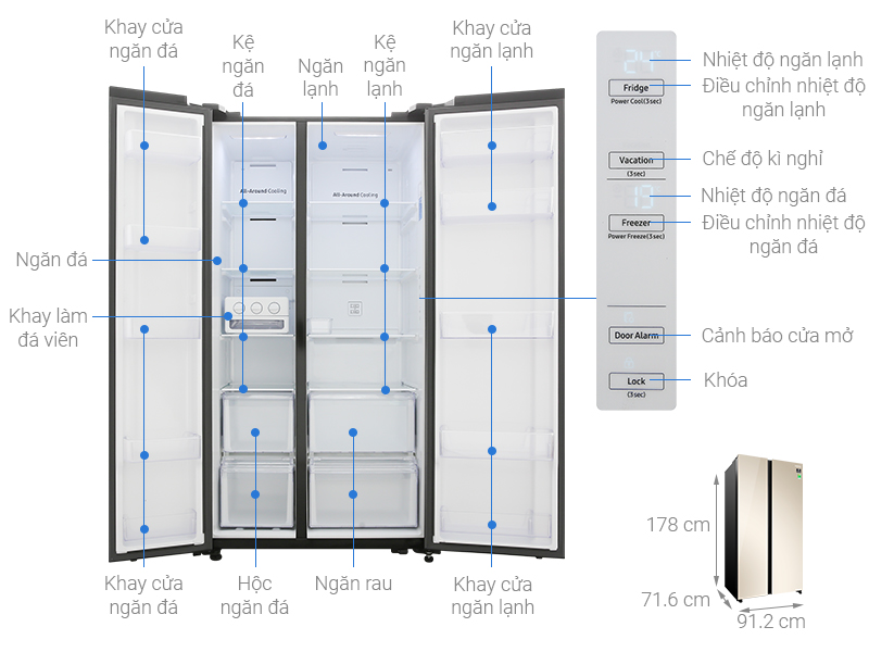 Tủ Lạnh Samsung 647 Lít RS62R50014G/SV