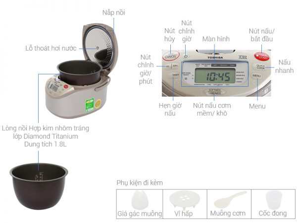 Nồi cơm điện Toshiba RC-18RH(CG)VN
