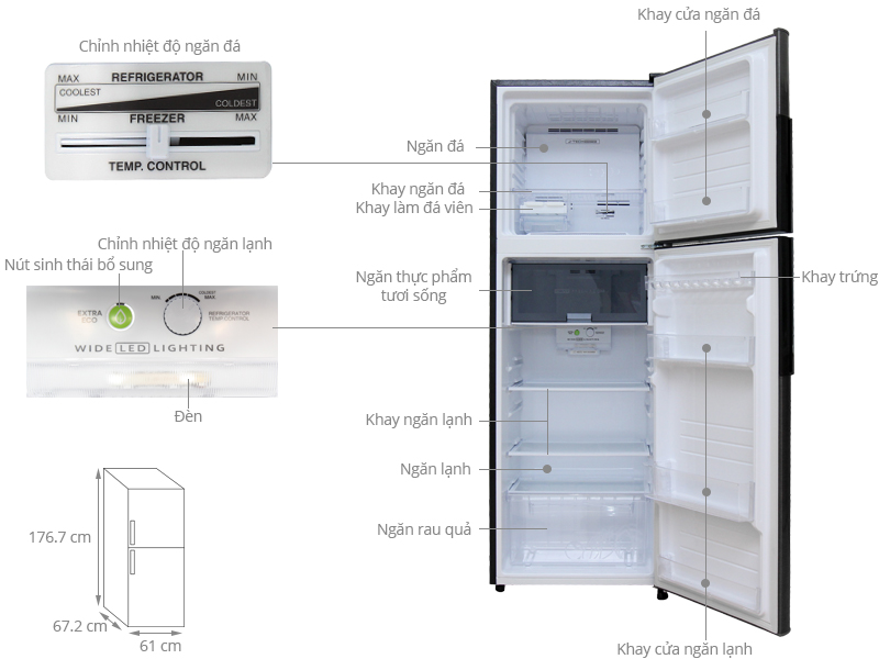 Tủ lạnh Sharp 342 Lít SJ-X346E-DS
