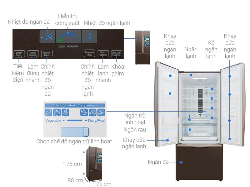 Tủ lạnh Hitachi 382 Lít R-WB475PGV2 GBW