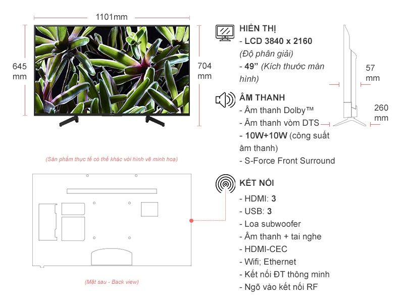 Smart Tivi Sony 4K 49 inch KD-49X7000G