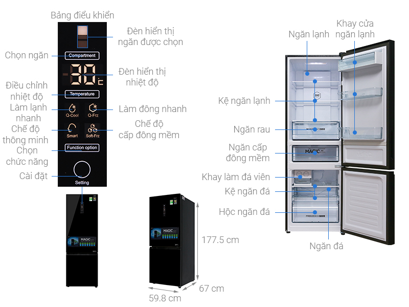 Tủ lạnh Aqua 324 lít AQR-IG378EB GB