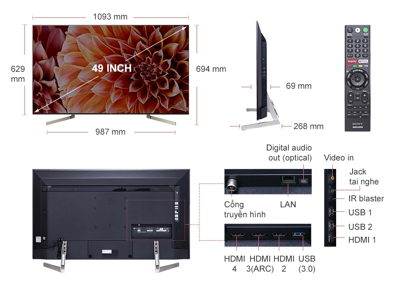 Android Tivi Sony 4K 49 inch KD-49X9000F