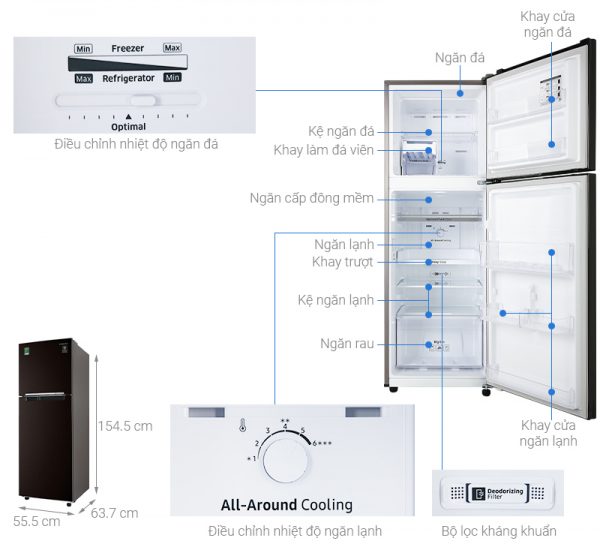 Tủ lạnh Samsung 236 Lít RT22M4032BY/SV