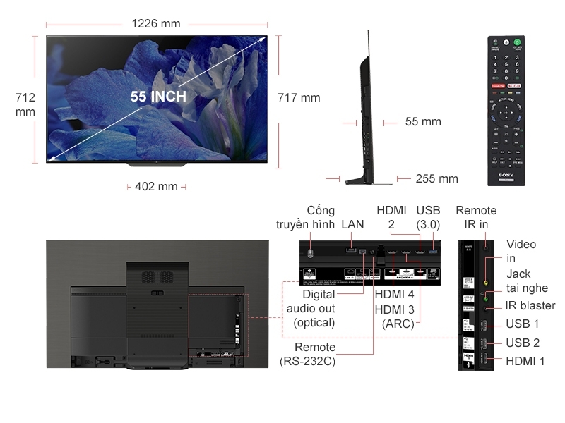 Oled Tivi Sony 4K 55 inch KD-55A8F