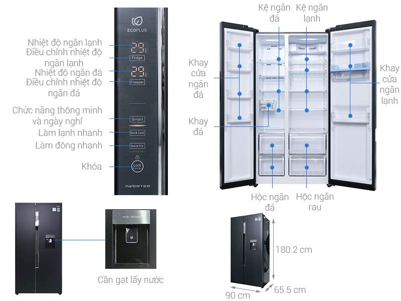 Tủ lạnh Aqua 456 Lít AQR-IG525AM GB