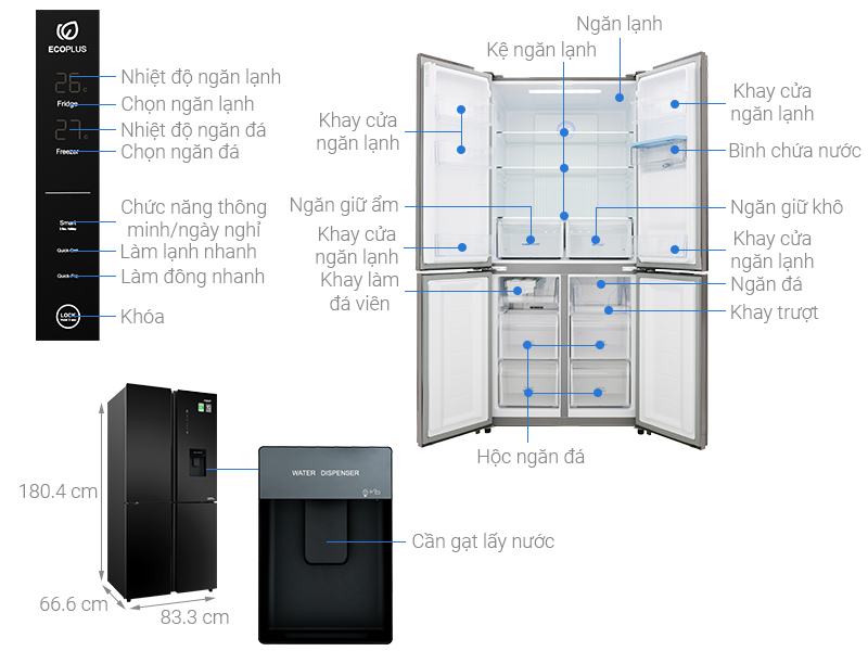 Tủ lạnh Aqua 456 Lít AQR-IGW525EM GB