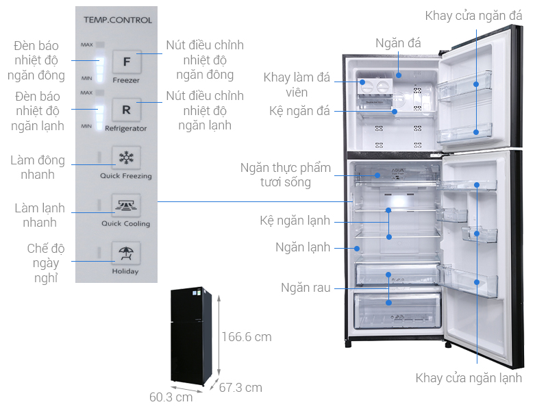 Tủ lạnh Aqua 283 Lít AQR-I298EB SW