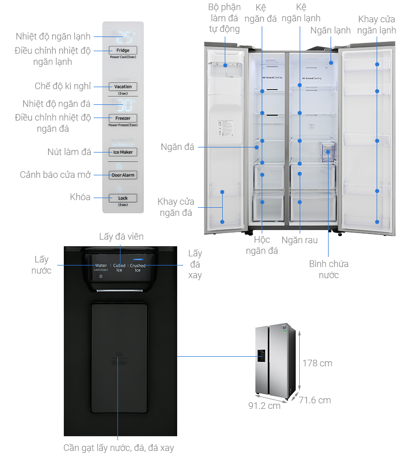 Tủ lạnh Samsung 634 lít RS63R5571SL/SV