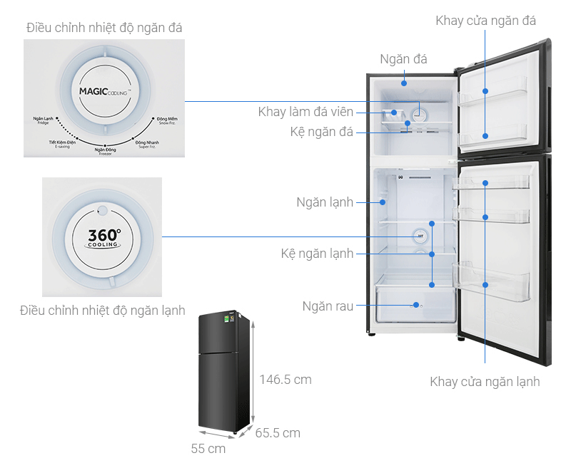 Tủ lạnh Aqua 235 Lít AQR-T249MA PB