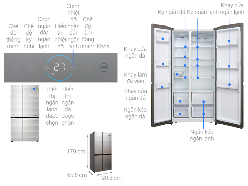 Tủ lạnh Aqua 518 Lít AQR-IG585AS GS