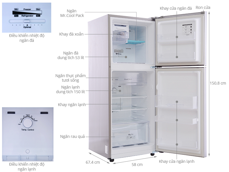 Tủ lạnh Samsung 208 Lít RT19M300BGS/SV