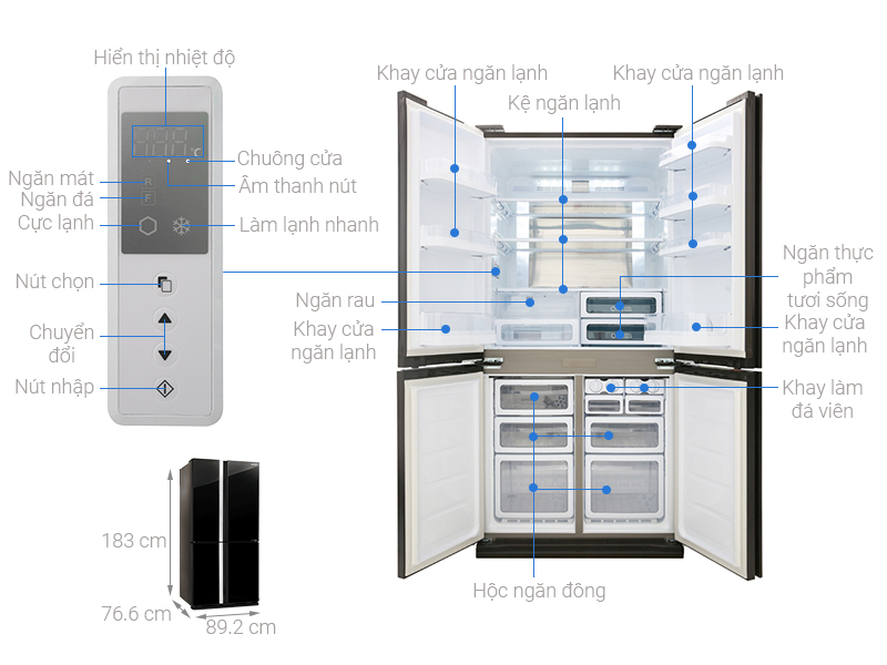 Tủ lạnh Sharp 678 Lít SJ-FX688VG-BK