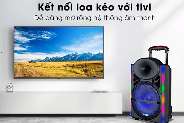 Kết nối loa kéo với tivi tạo sự thuận tiện cho việc di chuyển