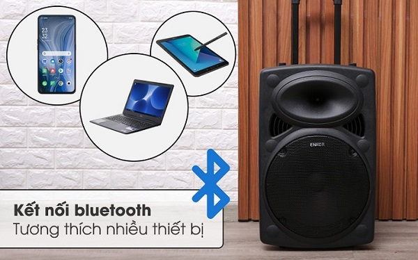Loa Kéo Bluetooth Karaoke Enkor L1218K Đen 16W tương thích với nhiều thiết bị