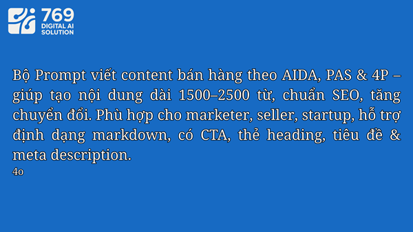 Bán Câu Lệnh Prompt Biên Soạn Lệnh AIDA, PAS, 4P