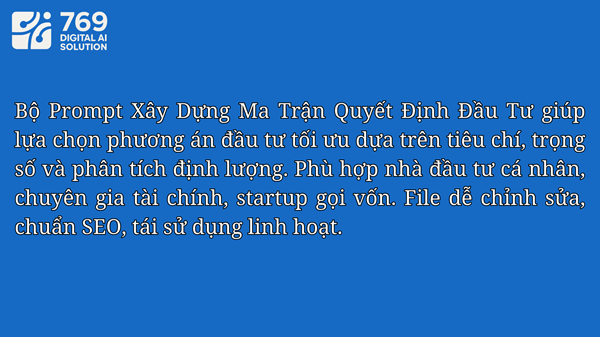 Bán Câu Lệnh Prompt Biên Soạn Tạo Ma Trận Quyết Định