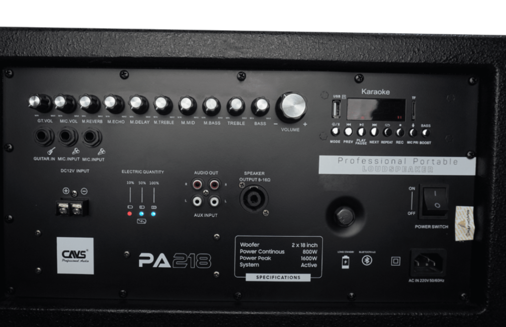 Thông số kỹ thuật Loa kéo CAVS PA218