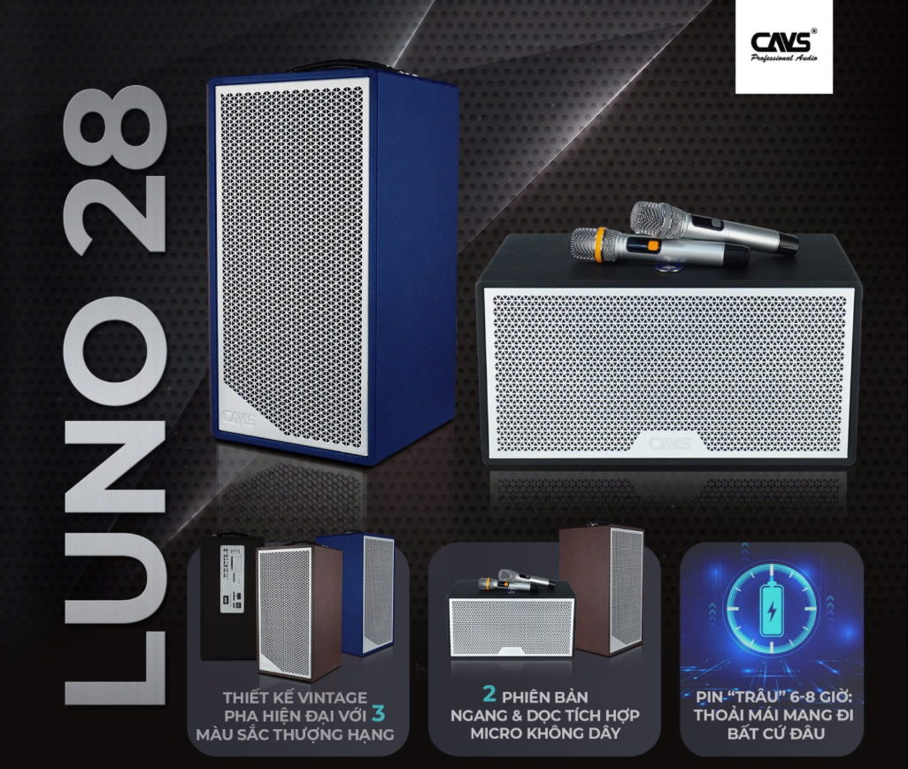Loa xách tay CAVS LUNO 28 phiên bản dọc – Trải nghiệm âm thanh sống động mọi nơi