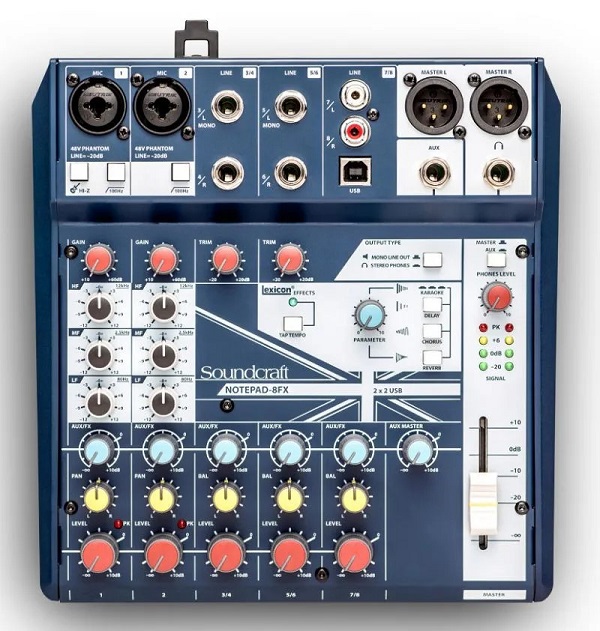 Hiệu suất âm thanh Mixer Soundcraft Notepad 8FX