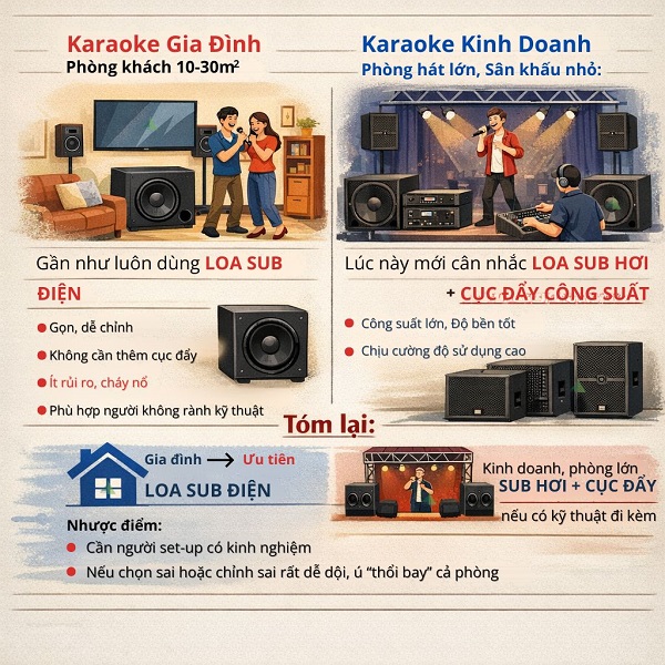 Chọn Loa Sub Hơi Hay Sub Điện Để Phù Hợp Theo Phòng