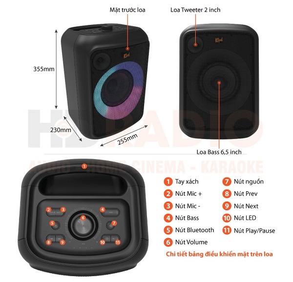 loa Klipsch GIG XL mặt trên xem các nút
