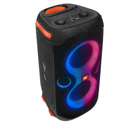 Loa kẹo kéo jbl parybox 110 Khả năng chống nước chuẩn thế hệ mới IPX4, giúp loa không hư hại khi tiếp xúc với nước