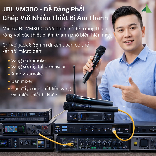 Micro JBL VM300 Dễ Dàng Phối Ghép Với Nhiều Thiết Bị Âm Thanh