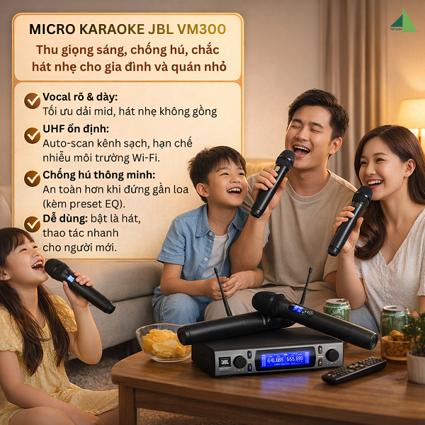 Micro Karaoke JBL VM300 – Thu giọng sáng, chống hú chắc