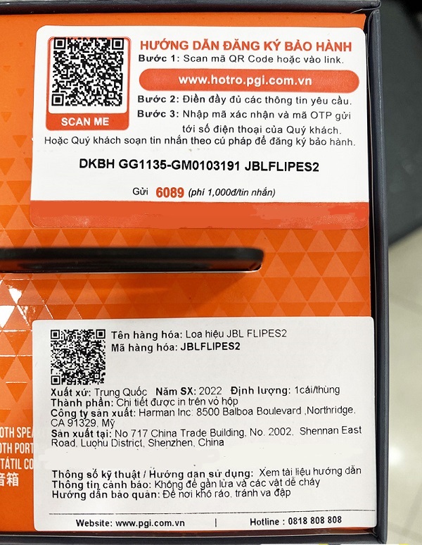 Cách Phân Biệt JBL EON 715 Chính Hãng và Hàng Xách Tay: Tem Nhập Khẩu/ Tem Chống Hàng Giả