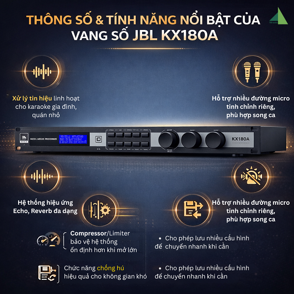 Thông Số Và Tính Năng Nổi Bật Của Vang Số JBL KX180A